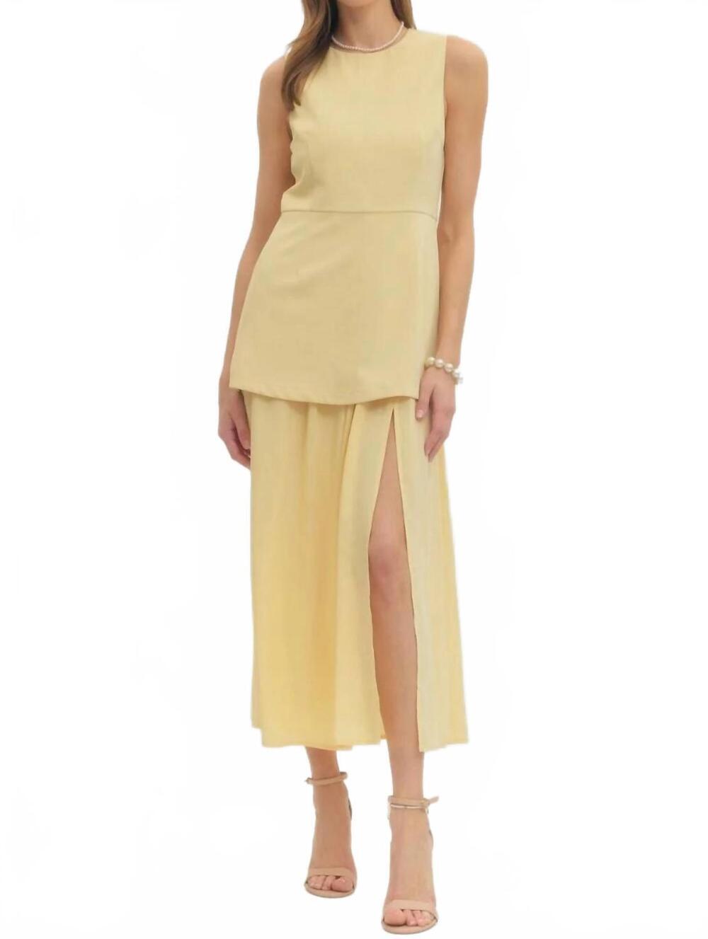 NEW ENTRO uptown prep tiered midi dress in yellow